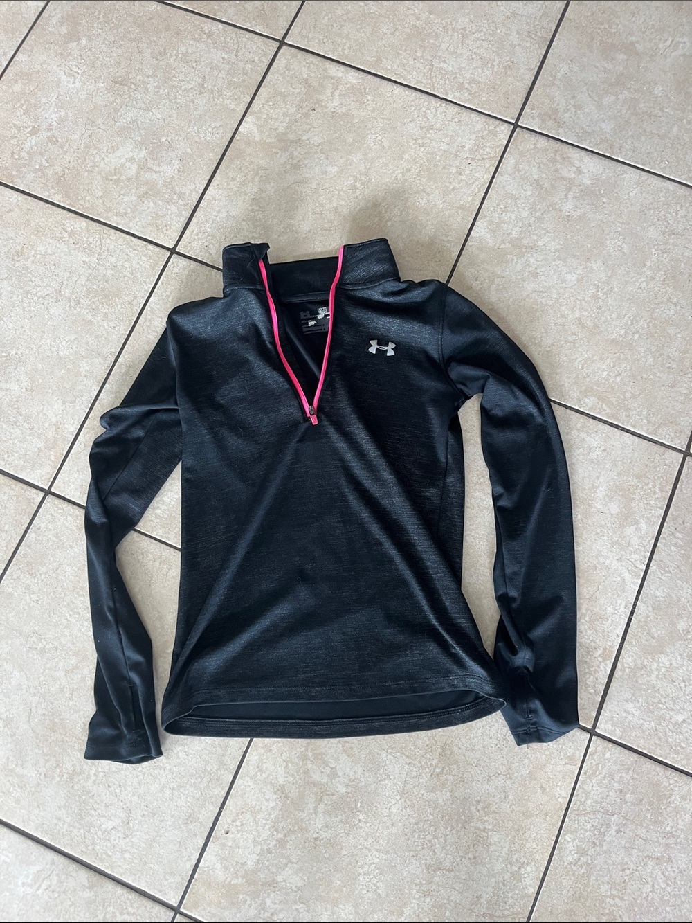 Under Armour Black Quarter-Zip Pullover with Pink Zip